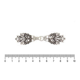 Vestsluiting pluim zilver met haak en oog 75x20mm Vestsluiting PLUIM - ZILVER